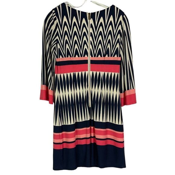 Eliza J Women's Chevron Striped Dress With 3/4 Sleeves & Back Zipper size 4 - Picture 6 of 10